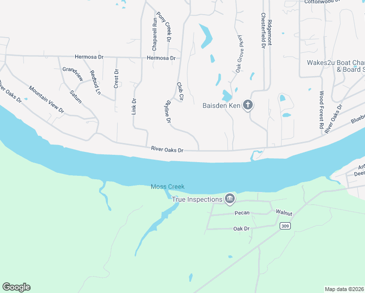 map of restaurants, bars, coffee shops, grocery stores, and more near 3200 River Oaks Drive in Kingsland