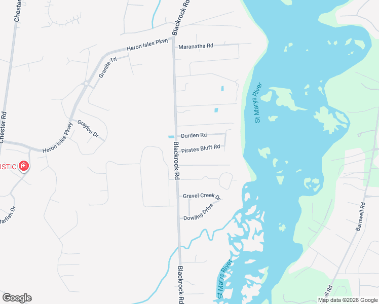 map of restaurants, bars, coffee shops, grocery stores, and more near 96277 Blackrock Road in Yulee