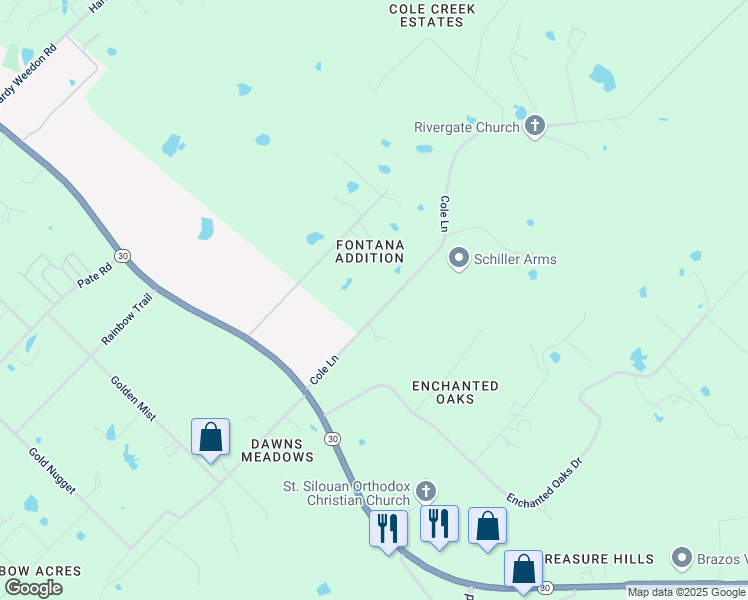 map of restaurants, bars, coffee shops, grocery stores, and more near 4847 Cole Lane in College Station