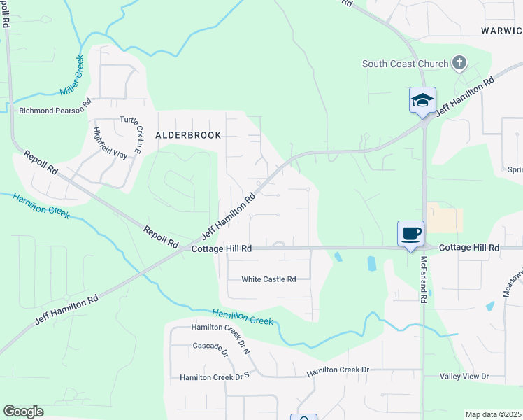 map of restaurants, bars, coffee shops, grocery stores, and more near 9668 Polo Place Circle in Mobile