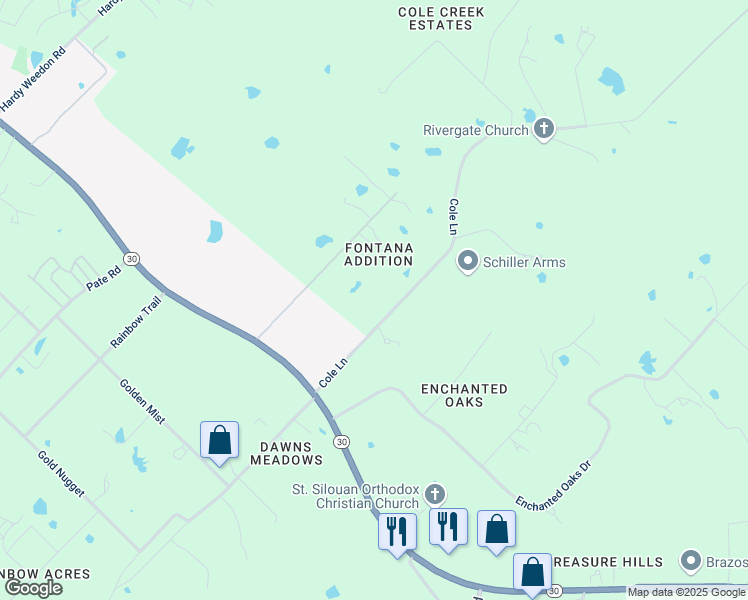 map of restaurants, bars, coffee shops, grocery stores, and more near 4847 Cole Lane in College Station