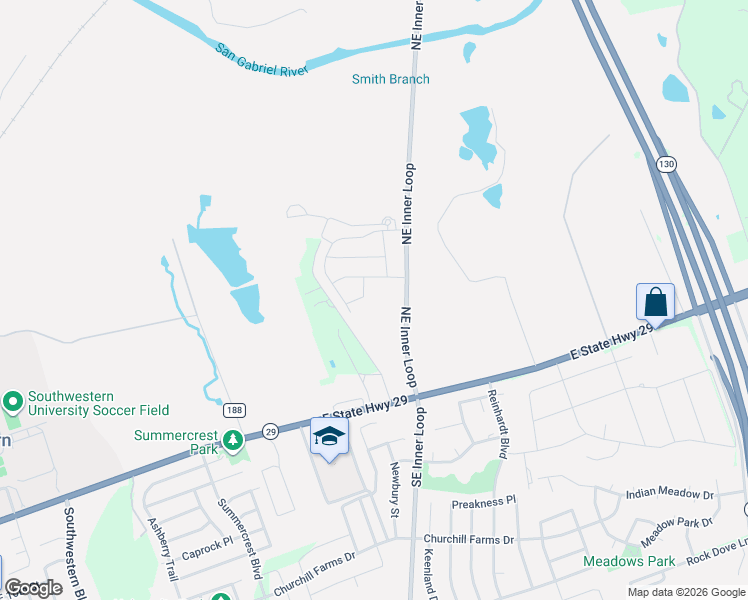 map of restaurants, bars, coffee shops, grocery stores, and more near 205 Prairie Dog Town Drive in Georgetown