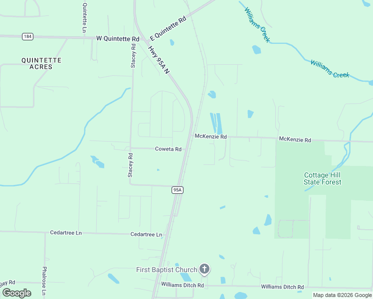 map of restaurants, bars, coffee shops, grocery stores, and more near 1949 Highway 95A North in Escambia County