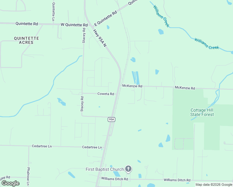 map of restaurants, bars, coffee shops, grocery stores, and more near 1949 Highway 95A North in Cantonment