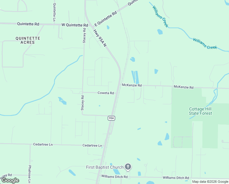 map of restaurants, bars, coffee shops, grocery stores, and more near 1949 Highway 95A North in Cantonment