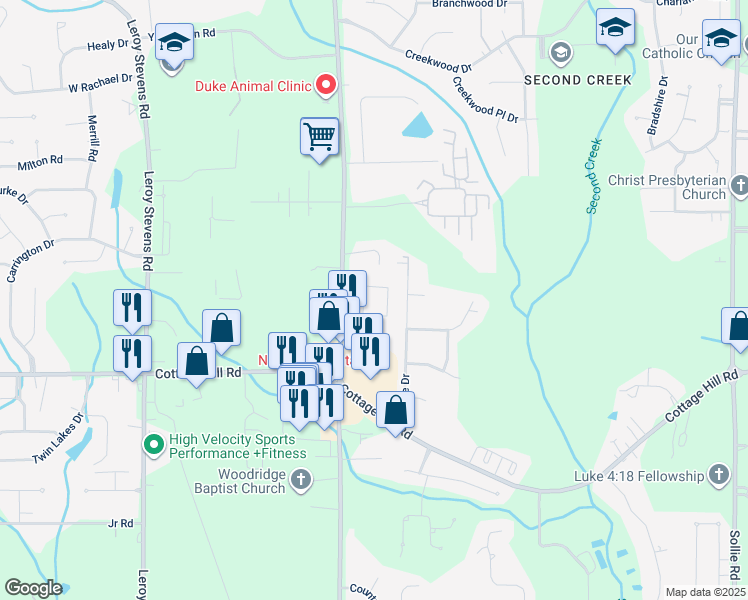map of restaurants, bars, coffee shops, grocery stores, and more near 2287 Schillinger Road South in Mobile