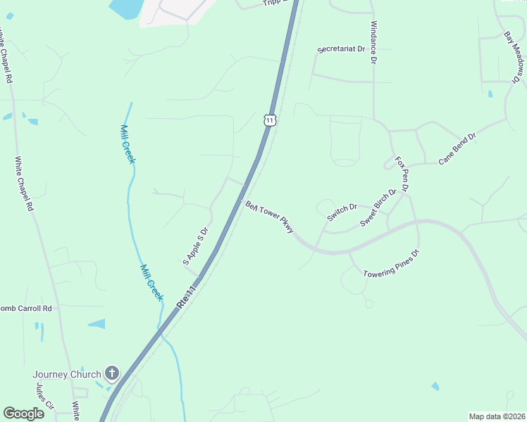 map of restaurants, bars, coffee shops, grocery stores, and more near Bell Tower Parkway in Carriere