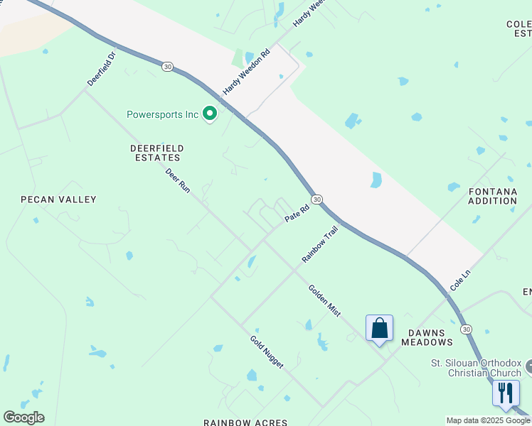 map of restaurants, bars, coffee shops, grocery stores, and more near Holly Street in College Station
