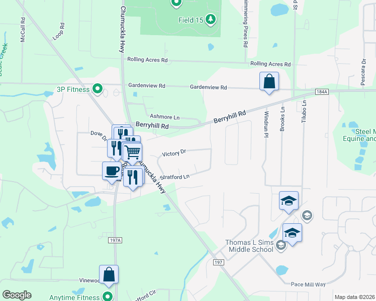 map of restaurants, bars, coffee shops, grocery stores, and more near 3553 Victory Drive in Milton