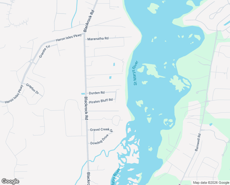 map of restaurants, bars, coffee shops, grocery stores, and more near 96199 Durden Road in Yulee