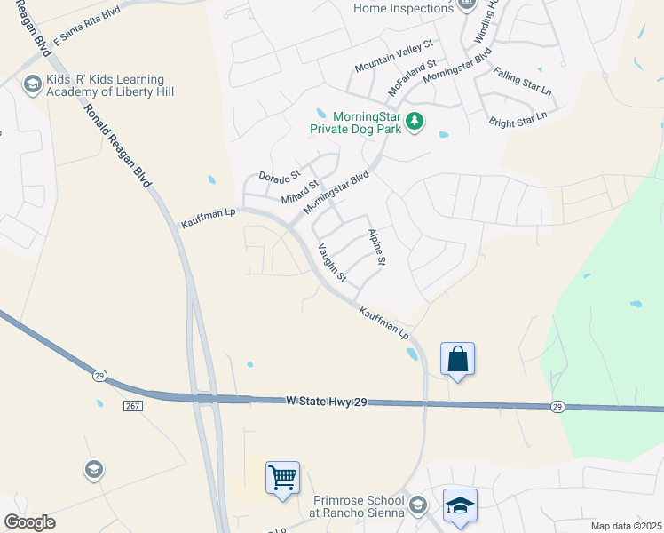 map of restaurants, bars, coffee shops, grocery stores, and more near 521 Vaughn Street in Georgetown