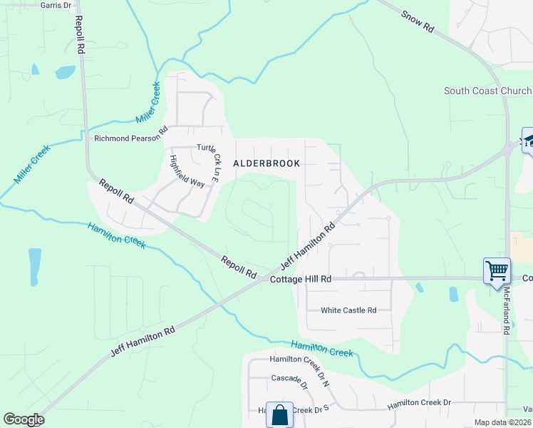 map of restaurants, bars, coffee shops, grocery stores, and more near 9813 Taylor Pointe Drive in Mobile