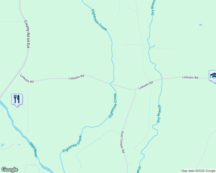 map of restaurants, bars, coffee shops, grocery stores, and more near 24901-24999 Linholm Road in Robertsdale