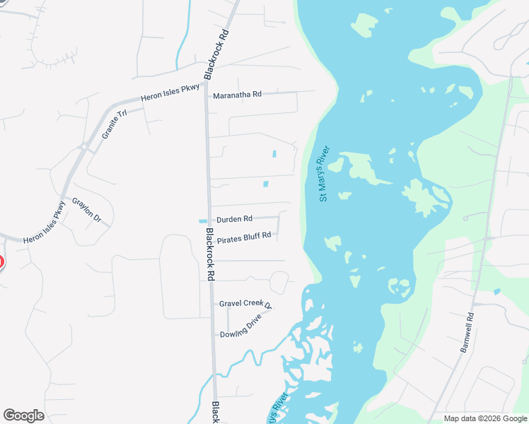 map of restaurants, bars, coffee shops, grocery stores, and more near 96199 Durden Road in Yulee