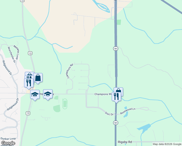 map of restaurants, bars, coffee shops, grocery stores, and more near 28702 Canterbury Road in Daphne