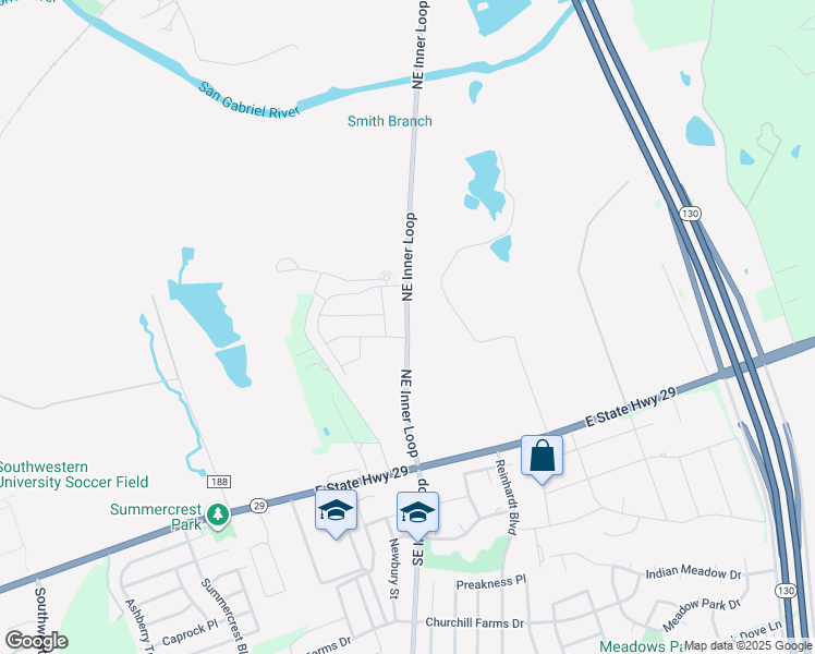 map of restaurants, bars, coffee shops, grocery stores, and more near 504 Blanco Vista in Georgetown