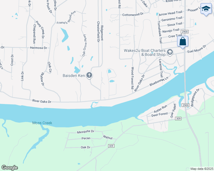 map of restaurants, bars, coffee shops, grocery stores, and more near 211 McGee Trail in Kingsland