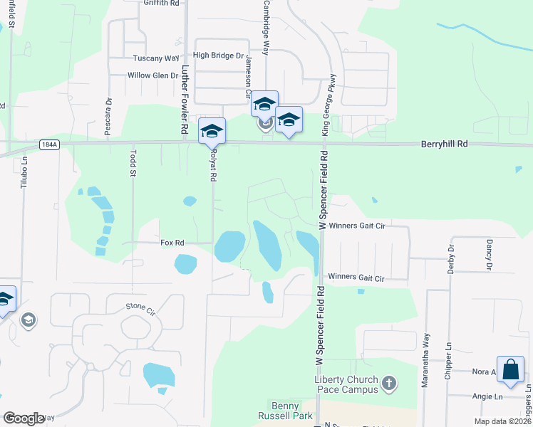 map of restaurants, bars, coffee shops, grocery stores, and more near 4097 Heart Pine Lane in Pace