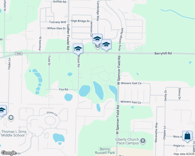 map of restaurants, bars, coffee shops, grocery stores, and more near 4097 Heart Pine Lane in Pace