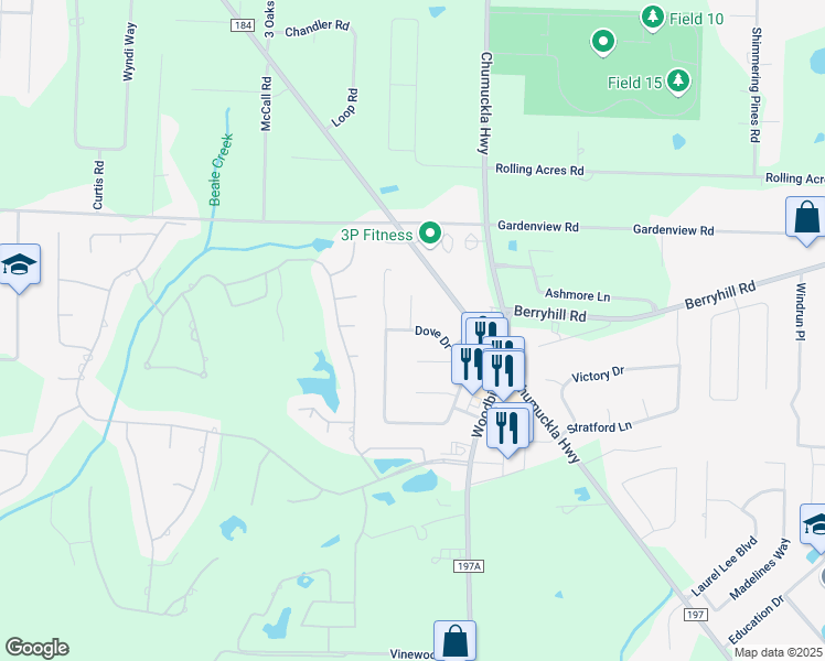 map of restaurants, bars, coffee shops, grocery stores, and more near 5761 Dove Drive in Milton