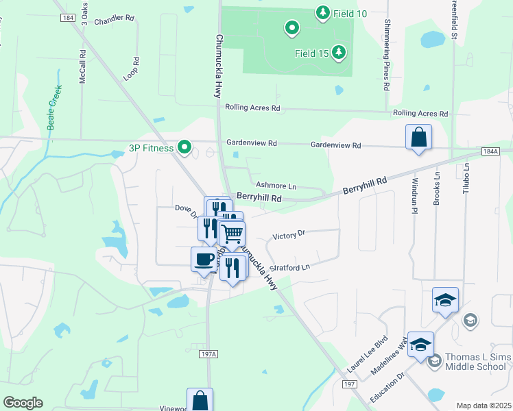 map of restaurants, bars, coffee shops, grocery stores, and more near 5728 Chumuckla Highway in Pace