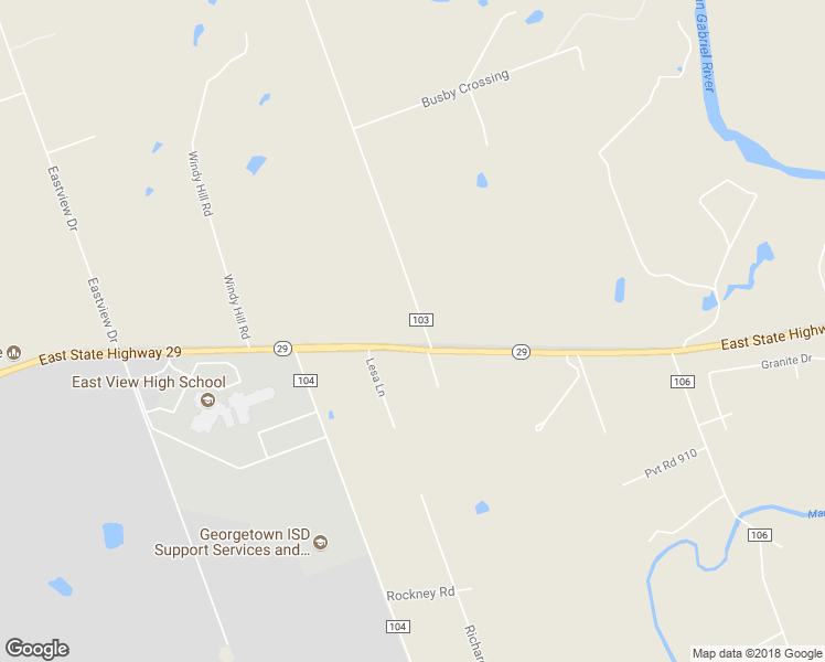 map of restaurants, bars, coffee shops, grocery stores, and more near 101 Co Road 103 in Georgetown