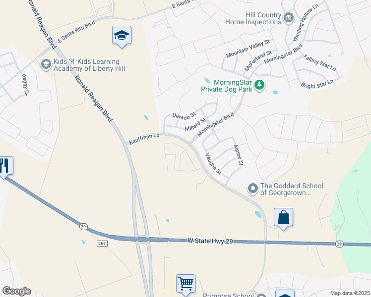 map of restaurants, bars, coffee shops, grocery stores, and more near 136 Landry Street in Georgetown