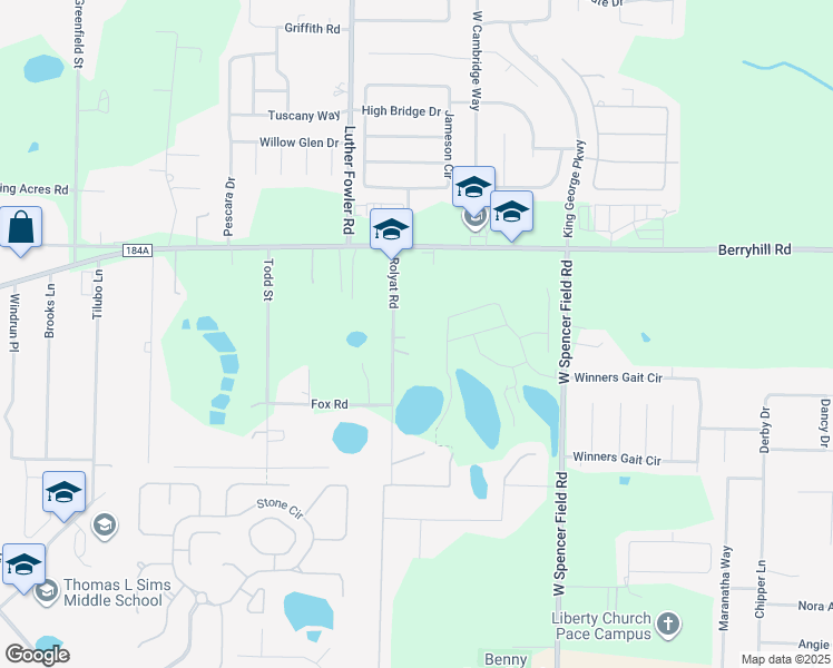 map of restaurants, bars, coffee shops, grocery stores, and more near 5730 Rolyat Rd in Pace