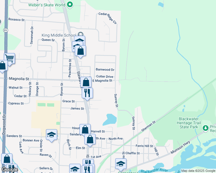 map of restaurants, bars, coffee shops, grocery stores, and more near 6762 Deborah Drive in Milton