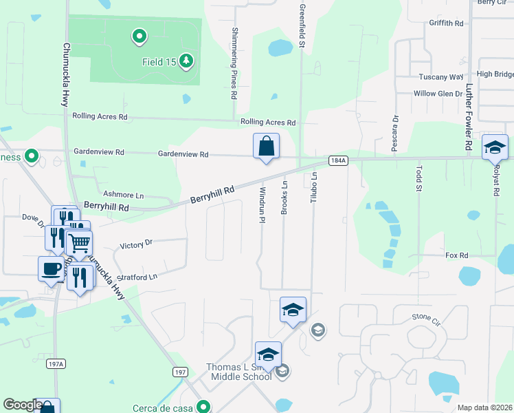 map of restaurants, bars, coffee shops, grocery stores, and more near 5721 Windrun Place in Pace
