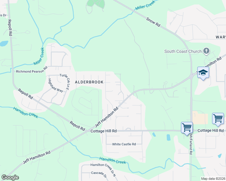 map of restaurants, bars, coffee shops, grocery stores, and more near 1 Taylor Pointe Court in Mobile