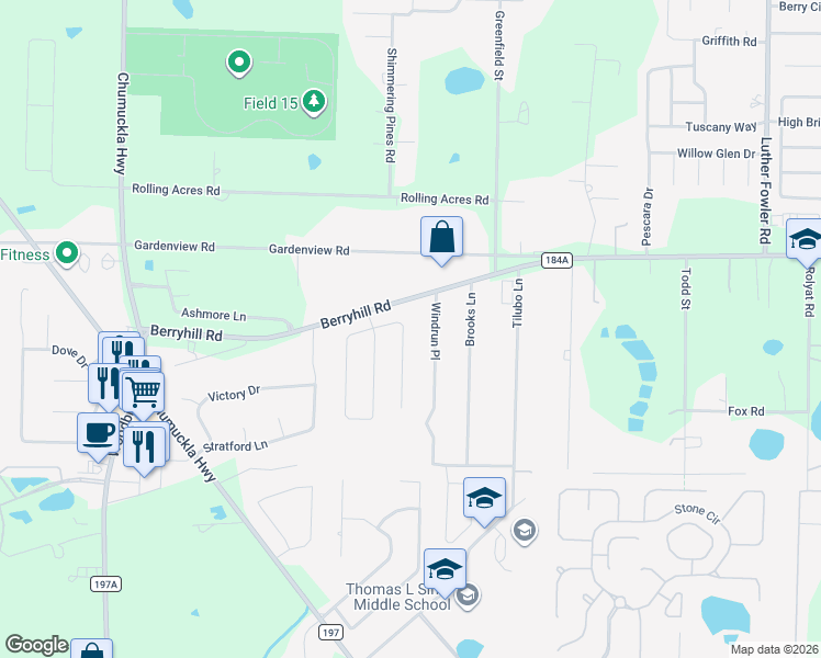 map of restaurants, bars, coffee shops, grocery stores, and more near 5721 Windrun Place in Pace