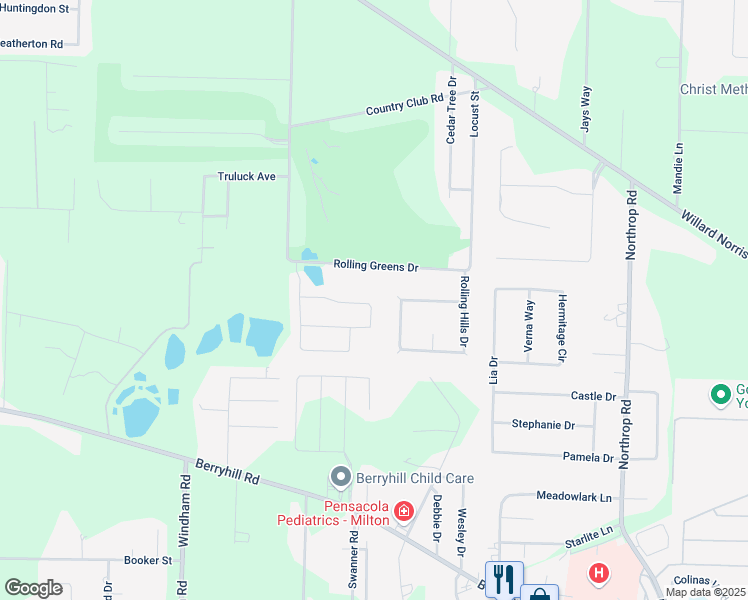 map of restaurants, bars, coffee shops, grocery stores, and more near 5911 Chi Chi Circle in Milton