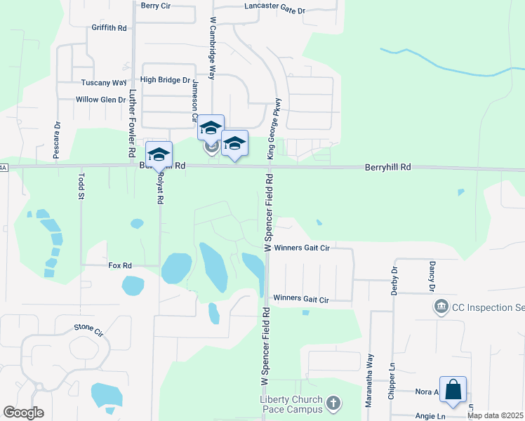 map of restaurants, bars, coffee shops, grocery stores, and more near 5760 Conley Court in Pace