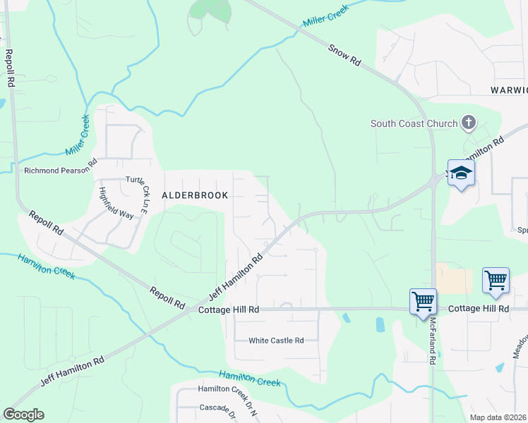 map of restaurants, bars, coffee shops, grocery stores, and more near 1 Taylor Pointe Ct in Mobile