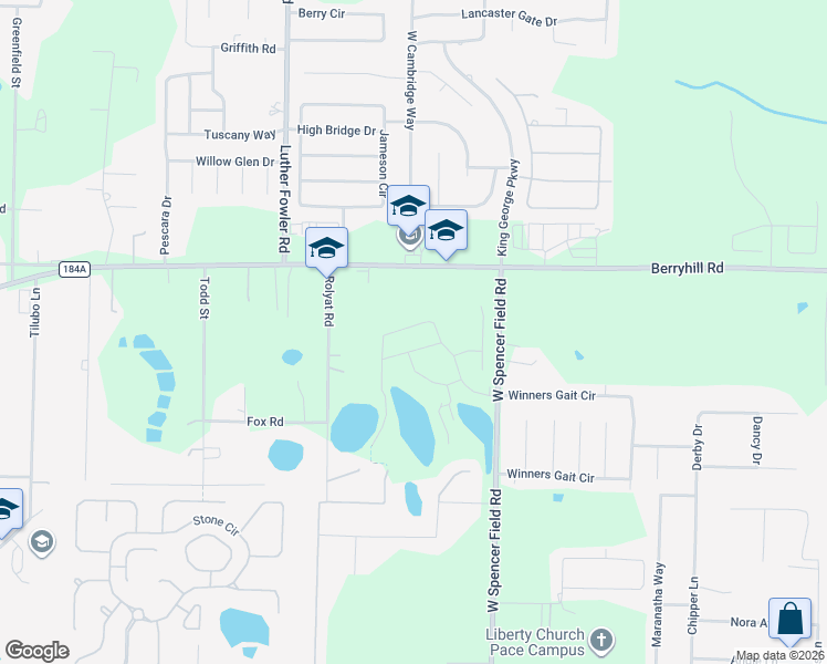 map of restaurants, bars, coffee shops, grocery stores, and more near 4075 Berryhill Road in Milton