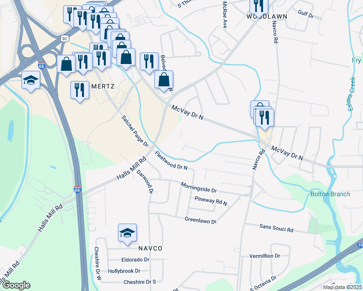 map of restaurants, bars, coffee shops, grocery stores, and more near 1464 West Mclaughlin Drive in Mobile