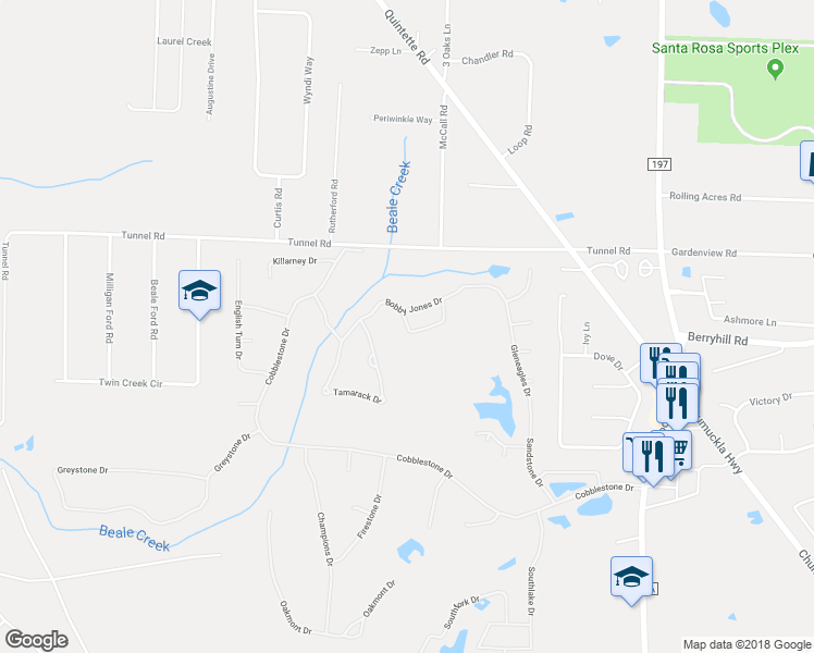 map of restaurants, bars, coffee shops, grocery stores, and more near 5737 Cobble Creek Drive in Milton