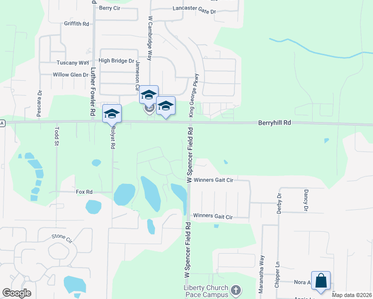 map of restaurants, bars, coffee shops, grocery stores, and more near 5760 Conley Court in Pace