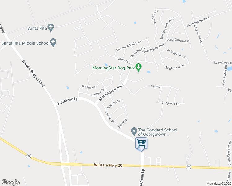 map of restaurants, bars, coffee shops, grocery stores, and more near 113 Landry Cove in Georgetown