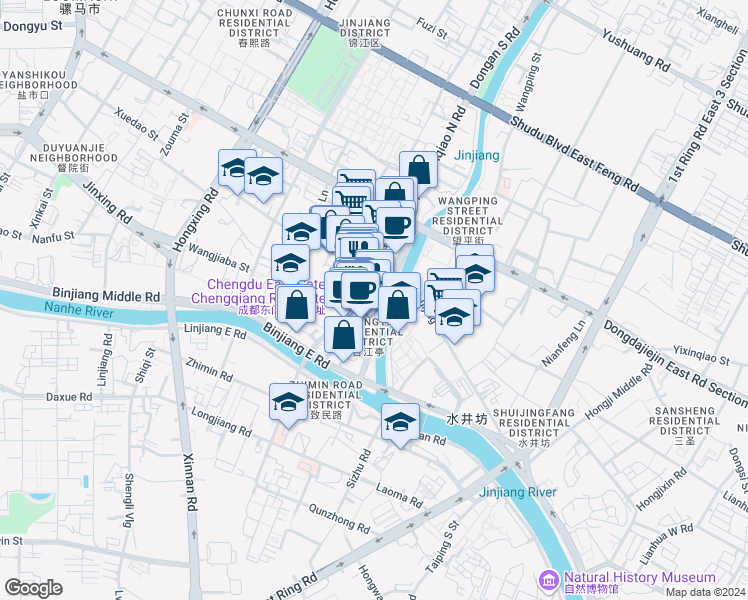 map of restaurants, bars, coffee shops, grocery stores, and more near in Chengdu Shi