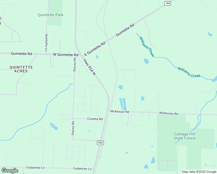 map of restaurants, bars, coffee shops, grocery stores, and more near 2222 Highway 95A North in Escambia County
