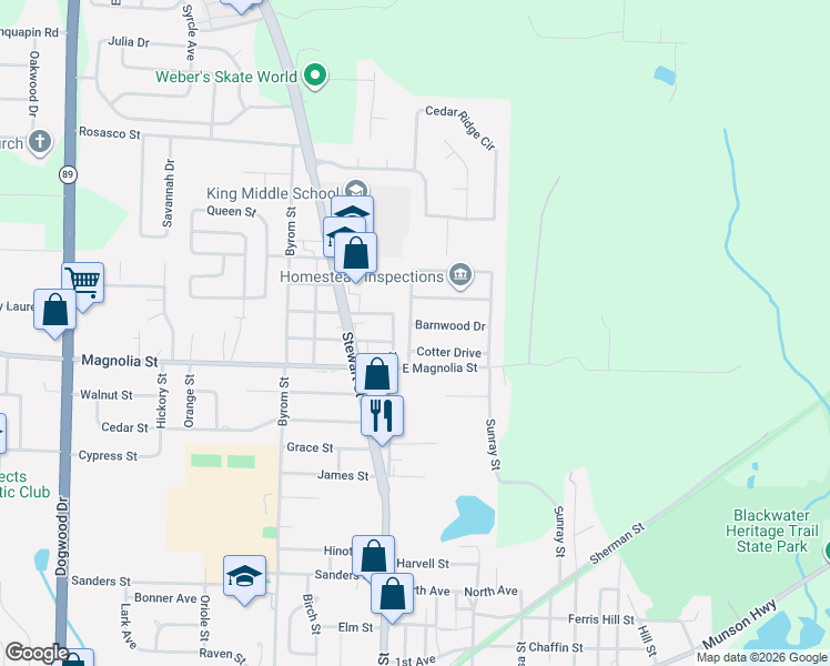 map of restaurants, bars, coffee shops, grocery stores, and more near 6717 Barnwood Drive in Milton