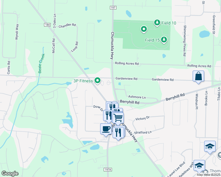map of restaurants, bars, coffee shops, grocery stores, and more near 5749 Chumuckla Highway in Pace