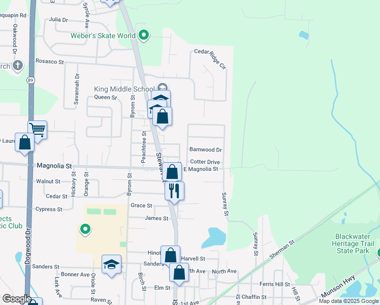 map of restaurants, bars, coffee shops, grocery stores, and more near 6717 Barnwood Drive in Milton