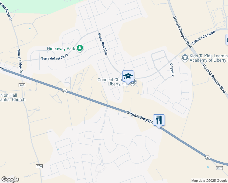 map of restaurants, bars, coffee shops, grocery stores, and more near 9550 Texas 29 in Georgetown