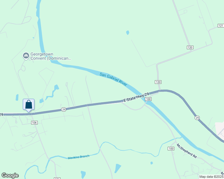 map of restaurants, bars, coffee shops, grocery stores, and more near 6251 Texas 29 in Georgetown