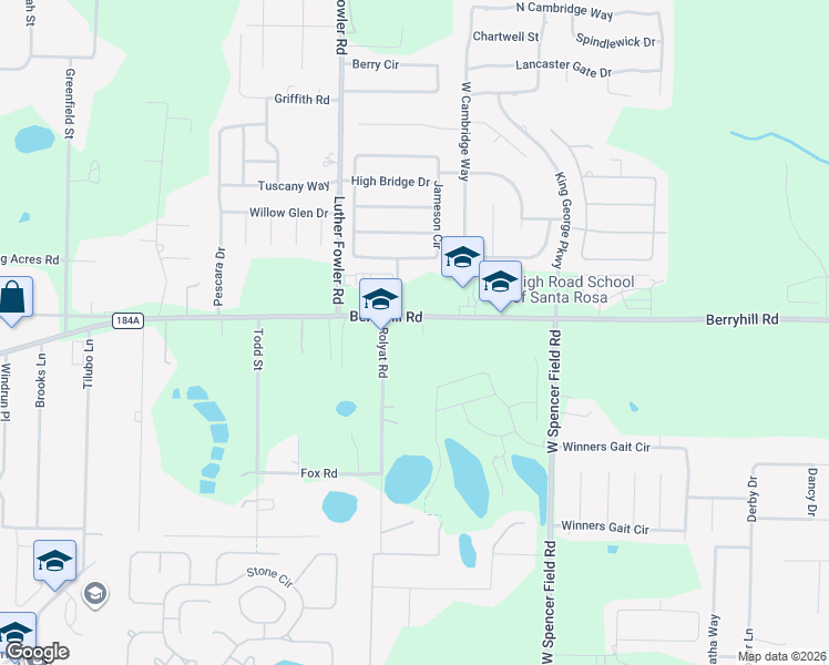 map of restaurants, bars, coffee shops, grocery stores, and more near 4075 Berryhill Road in Milton