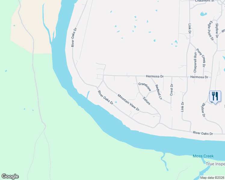 map of restaurants, bars, coffee shops, grocery stores, and more near 4095 Mountain View Drive in Kingsland