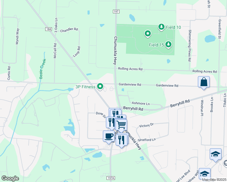 map of restaurants, bars, coffee shops, grocery stores, and more near 5749 Chumuckla Highway in Pace